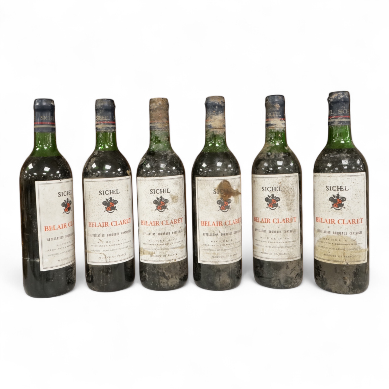 Six bottles of Sichel Belair Claret